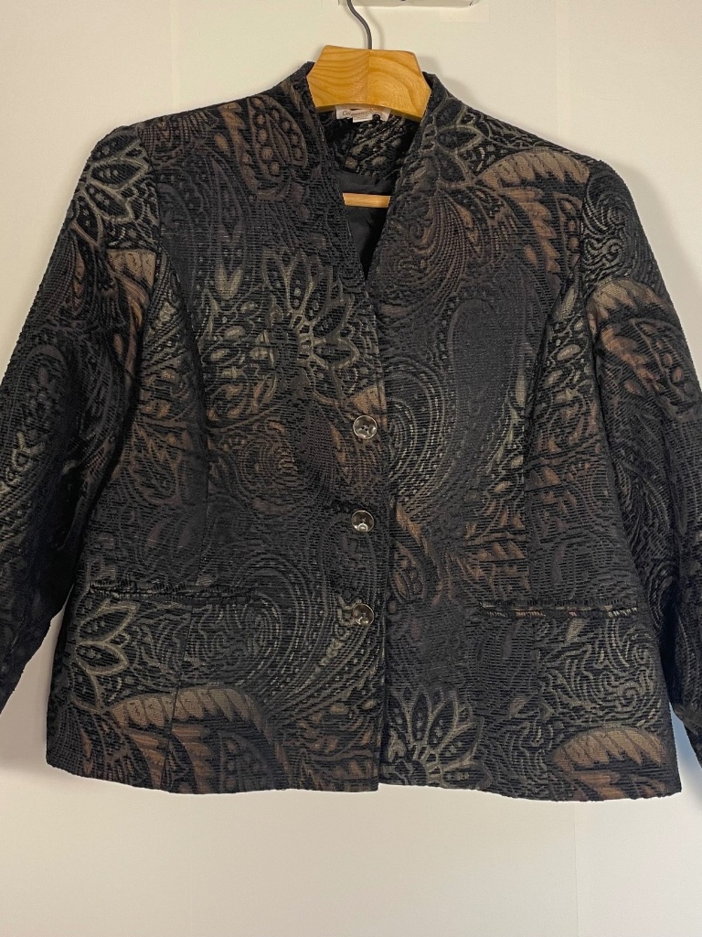 Coldwater Creek Paisley Brocade Tapestry Jacket Bronze Brown Black 2X